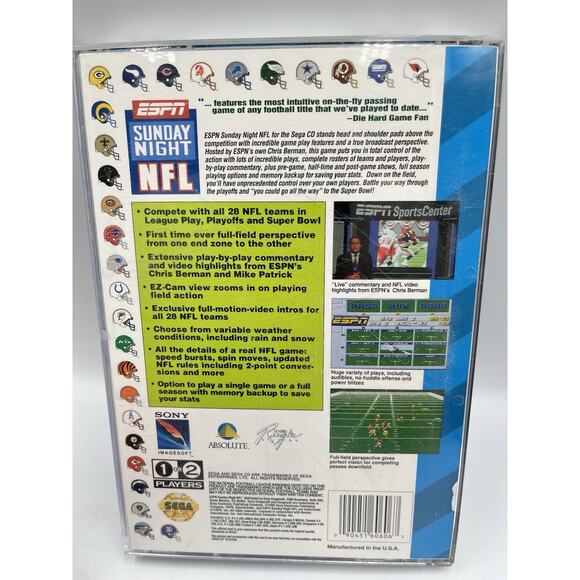 Sega CD : ESPN Sunday Night NFL Sega CD Complete 1994 - Picture 2 of 7
